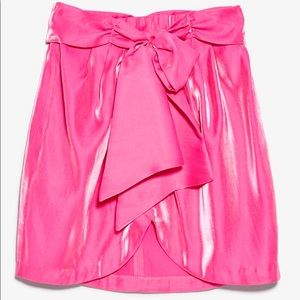 Zara Pink Shimmer Mini Skirt With Bow